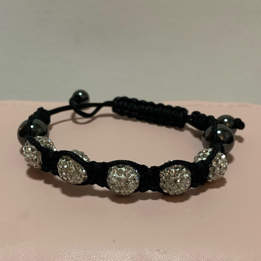 3/$15💄Black Adjustable Cord Bracelet w/ Crystals